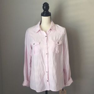 Democracy Long Sleeve Pink Button Down Shirt -NWT